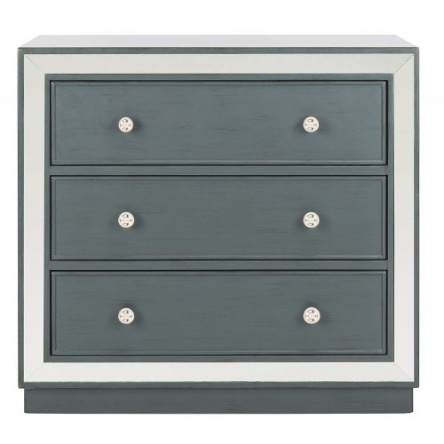  Safavieh CHS6403C Home Collection Silas Steel Teal and Nickel 3 Chest of Drawers Mirror