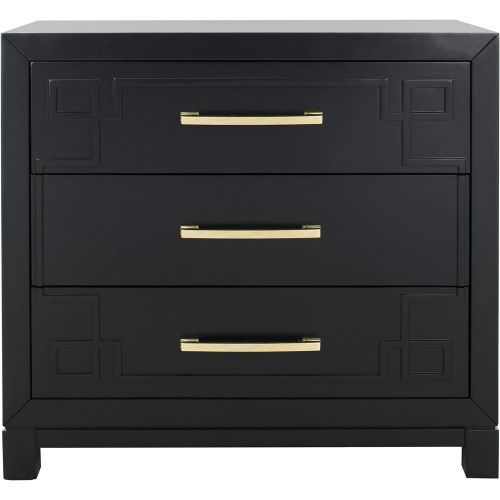  Safavieh CHS6412C Home Collection Raina Black and Gold 3 Chest of Drawers