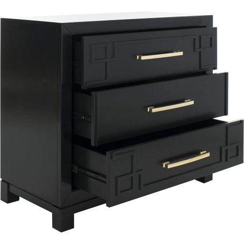  Safavieh CHS6412C Home Collection Raina Black and Gold 3 Chest of Drawers