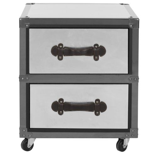  Safavieh Home Collection Gage Black and Silver 2 Drawer Rolling Chest