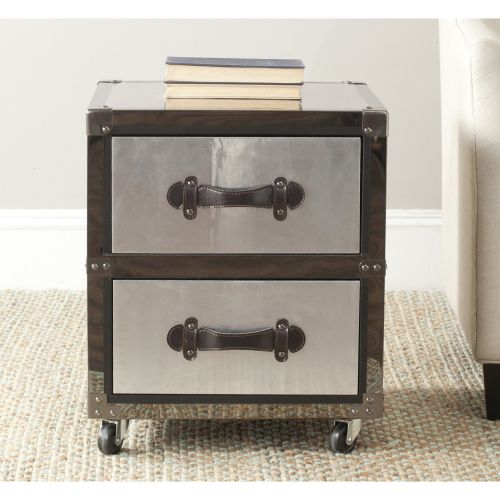  Safavieh Home Collection Gage Black and Silver 2 Drawer Rolling Chest