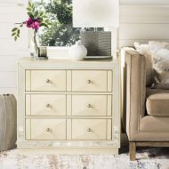 Safavieh Home Collection Sloane Antique Beige and Nickel 3 Chest of Drawers, Mirror