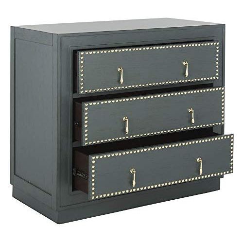  Safavieh CHS6409C Home Collection Laputa Steel Teal and Gold 3 Chest of Drawers