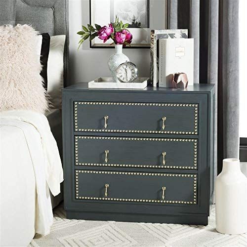  Safavieh CHS6409C Home Collection Laputa Steel Teal and Gold 3 Chest of Drawers