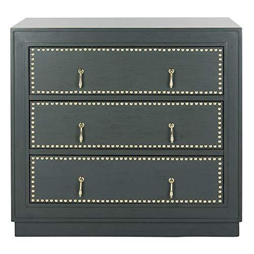  Safavieh CHS6409C Home Collection Laputa Steel Teal and Gold 3 Chest of Drawers