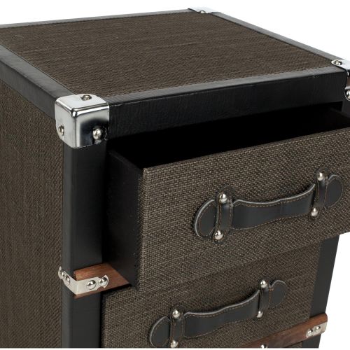  Safavieh Home Collection Lewis Black, Brown & Silver 3 Drawer Rolling Chest