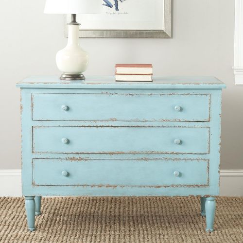  Safavieh American Homes Collection Tablet Distressed Blue 3 Drawer Chest