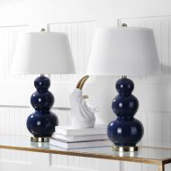 Safavieh Lighting Collection Pamela Ceramic Table Lamp, Set of 2 Navy