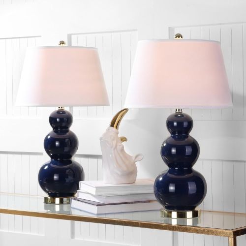  Safavieh Lighting Collection Pamela Ceramic Table Lamp, Set of 2 Navy