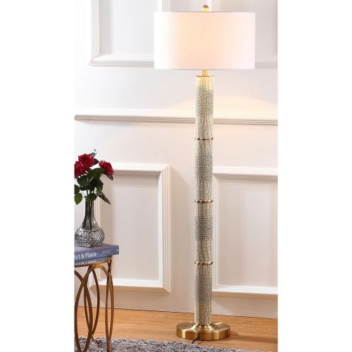  Safavieh Lighting Collection Marcello Faux Crocodile Cream 60.5-inch Floor Lamp