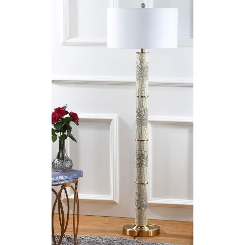  Safavieh Lighting Collection Marcello Faux Crocodile Cream 60.5-inch Floor Lamp