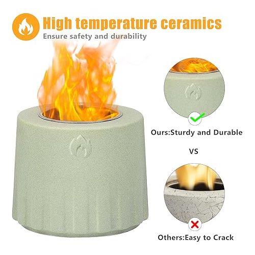  Mini Tabletop Fire Pit, Safcare Smokeless Table Top Fire Bowl with Matte Finish, Bio Ethanol Fireplace for Birthday Parties, Christmas, Halloween and Other Holiday, Indoor or Patio S'Mores Maker