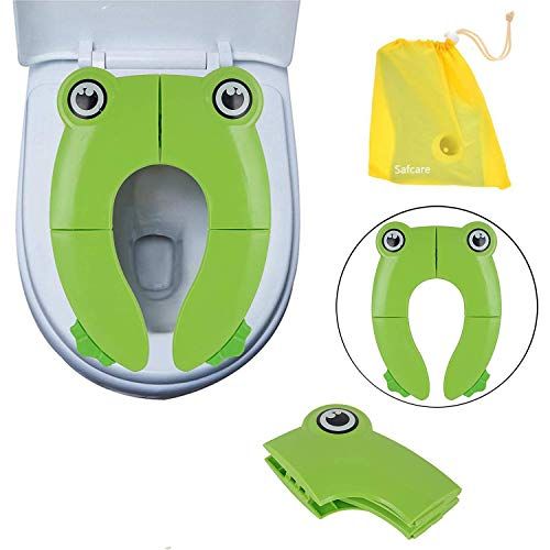  [아마존베스트]Safcare Folding Large Non-Slip Potty Training Seat for Boys and Girls, Travel Portable Reusable Toddlers Toilet Seat Covers Liners Fits Round & Oval Toilets with Carry Bag