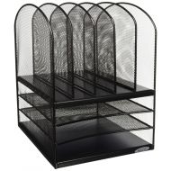 Safco Products Onyx Mesh 2 Tray/6 Sorter Desktop Organizer 3255WE, Wine Powder Coat Finish, Durable Steel Mesh Construction, Space-saving Functionality