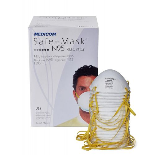  SafeMask White Cone N-95 Particulate Respirator Mask With Adjustable Elastic And Maximized Air Chamber For Comfortable Breathing (160)