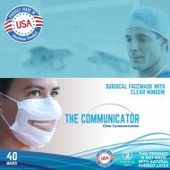 SafeNClear Communicator Surgical Face Mask with Clear Window (Easy Dispenser Box of 40 Masks) FDA Registered