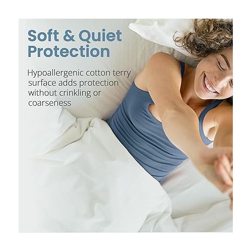  SafeRest 100% Waterproof King Size Mattress Protector - Fitted with Stretchable Pockets - Machine Washable Cotton Mattress Cover for Bed - Perfect Bedding Airbnb Essentials for Hosts