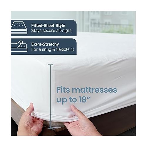  SafeRest 100% Waterproof King Size Mattress Protector - Fitted with Stretchable Pockets - Machine Washable Cotton Mattress Cover for Bed - Perfect Bedding Airbnb Essentials for Hosts