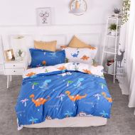 SafeRest Chesterch Prevoster Kids Duvet Cover Set 100% Organic Cotton,Cartoon Dinosaur Blue Cute Bedding Boys Reversible Comfortable,3 Pieces Comforter Cover and 2 Pillowcases,Twin Size