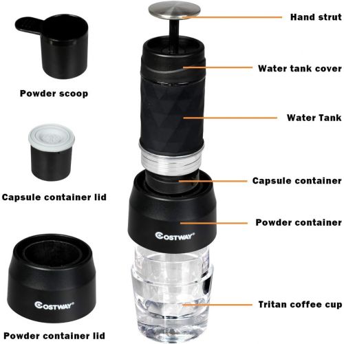  Portable Espresso Machines, Safeplus Hand coffee Maker, 20 Bar Pressure for Capsule & Ground Coffee,Manually Operated,Travel Gadgets, Compatible with Ground Coffee, Perfect for Cam