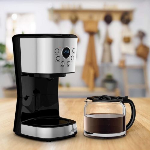  Safeplus 12 Cup Programmable Coffee Maker,Coffee Machine with 1.8 litres Glass Carafe Capacity and LCD Display Drip Coffee Brewer Water Tank other Drinks Tea for kitchen Office Rec