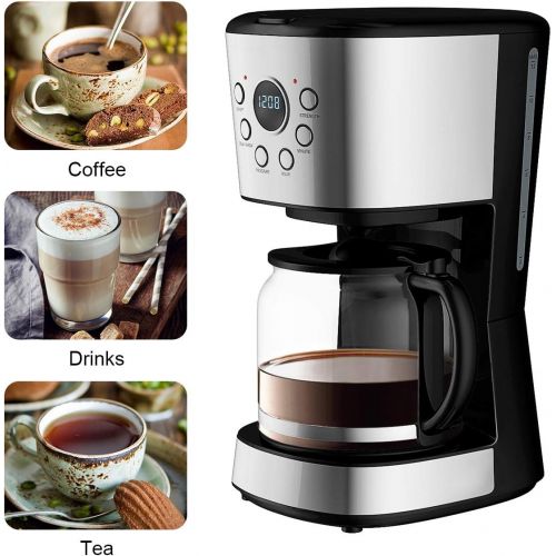  Safeplus 12 Cup Programmable Coffee Maker,Coffee Machine with 1.8 litres Glass Carafe Capacity and LCD Display Drip Coffee Brewer Water Tank other Drinks Tea for kitchen Office Rec