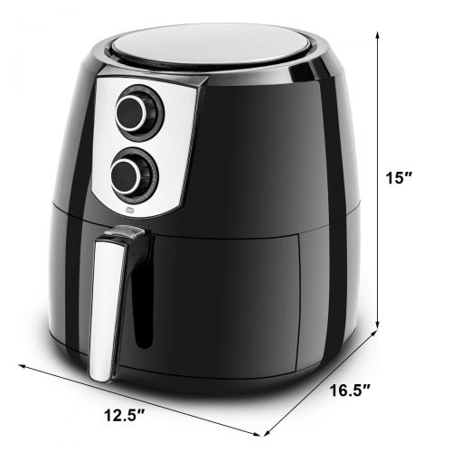  Safeplus 5.5Qt Air Fryer, 1800W Programmable Oil Free Electric Hot Air Fryer, Kitchen Healthy Cooker with Dual Dial Timer Temperature Control Knobs, Family Size XL