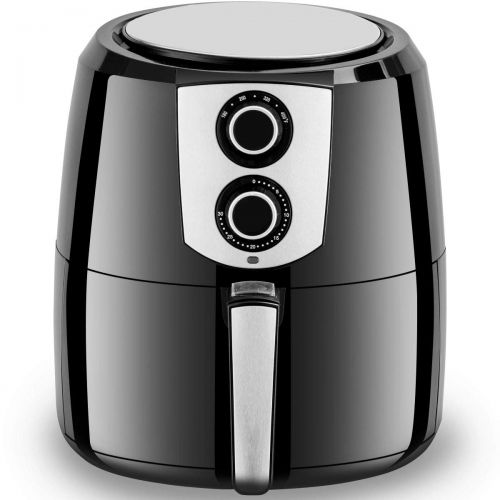  Safeplus 5.5Qt Air Fryer, 1800W Programmable Oil Free Electric Hot Air Fryer, Kitchen Healthy Cooker with Dual Dial Timer Temperature Control Knobs, Family Size XL