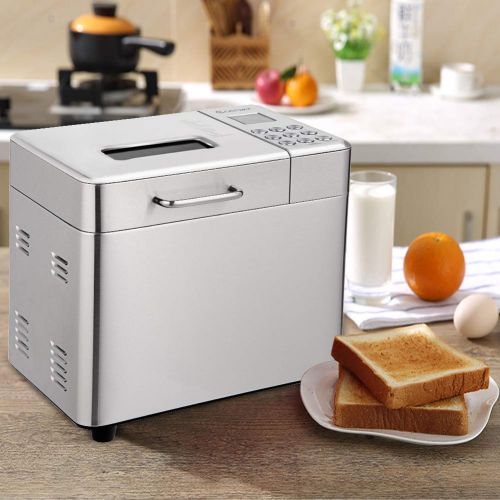  Safeplus Stainless Steel Bread Machine - 2LB Automatic Bread Maker with 15 Programs,15 Hours Delay Timer, 1 Hour Keep Warm