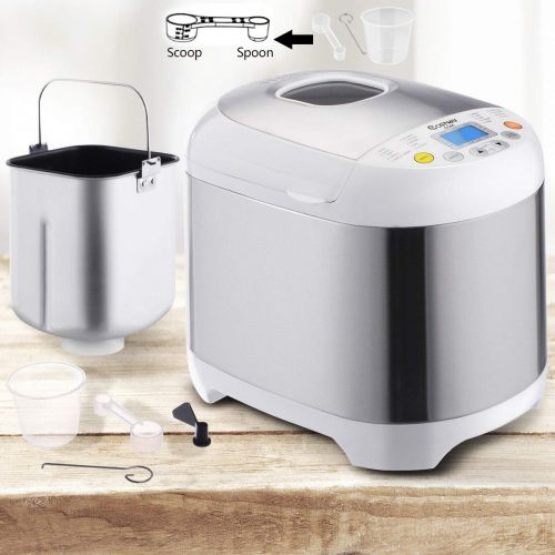  Safeplus Bread Machine - Stainless Steel 2LB 550W Electric Programmable Breadmaker