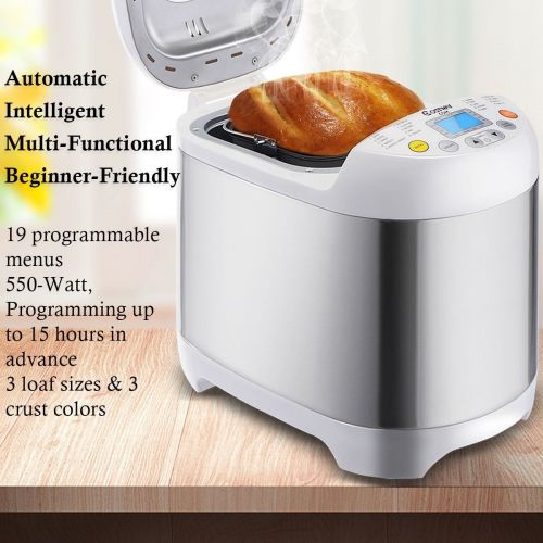  Safeplus Bread Machine - Stainless Steel 2LB 550W Electric Programmable Breadmaker