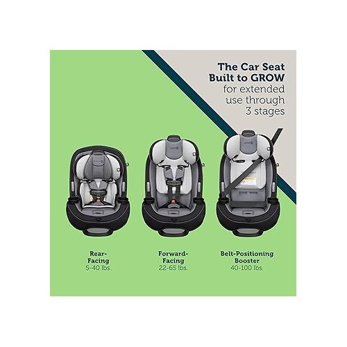  Safety 1st Grow and Go All-in-One Convertible Car Seat, Rear-facing 5-40 pounds, Forward-facing 22-65 pounds, and Belt-positioning booster 40-100 pounds, Harvest Moon