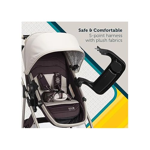  Safety 1st Deluxe Grow and Go Flex 8-in-1 Travel System, Weight Capacity from 4-35 lbs, High Street