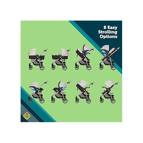  Safety 1st Deluxe Grow and Go Flex 8-in-1 Travel System, Weight Capacity from 4-35 lbs, High Street