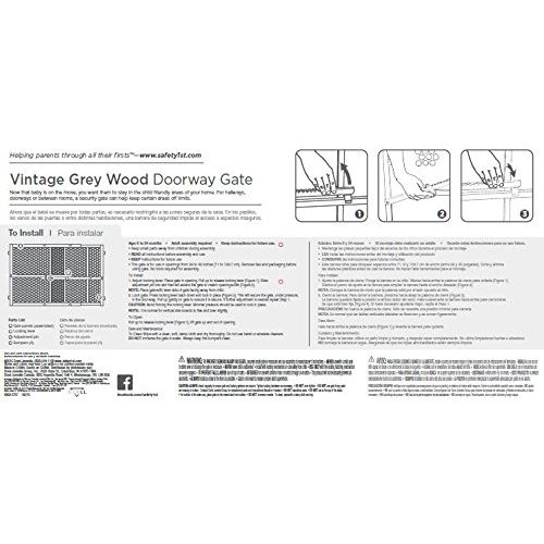  Safety 1st Vintage Wood Baby Gate with Pressure Mount Fastening (Gray)