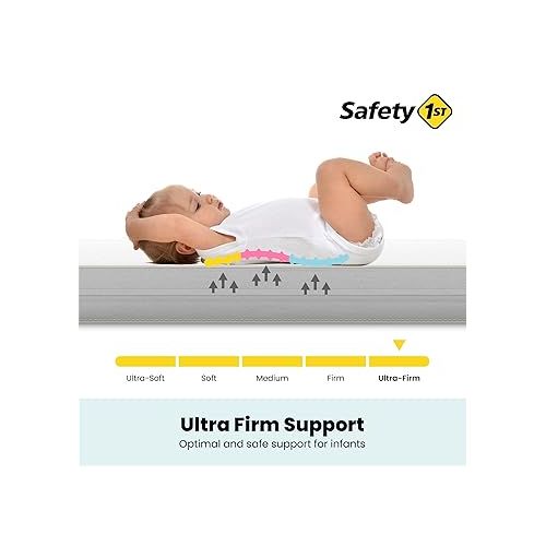  Safety 1st Heavenly Dreams Baby Crib & Toddler Bed Mattress, Waterproof Cover, Firm, Fits Standard Size Cribs & Toddler Beds, White
