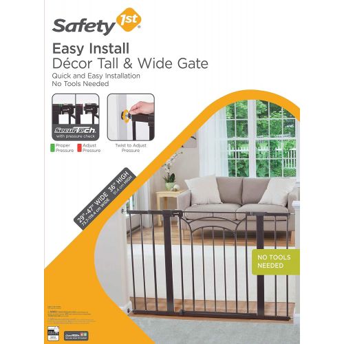  Safety 1st Decor Easy Install Tall & Wide Baby Gate with Pressure Mount Fastening