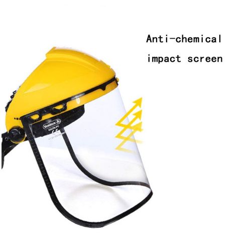  Safety Masks Head-Mounted High Temperature Smokeproof Chemical Splash Shock Dust Face Transparent Polished Labor Insurance (Color : Yellow, Size : 2628cm)