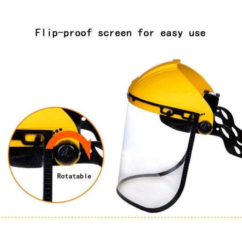  Safety Masks Head-Mounted High Temperature Smokeproof Chemical Splash Shock Dust Face Transparent Polished Labor Insurance (Color : Yellow, Size : 2628cm)