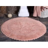 Saffron Fabs Bath Rug 100% Soft Cotton 36 Inch Round 200 GSF Reversible Hand Woven Crochet Lace Border