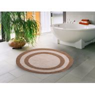 Saffron Fabs 100% Soft Cotton 36 Inch Round Reversible Two Tone Beige-Ivory 200 GSF Bath Rug