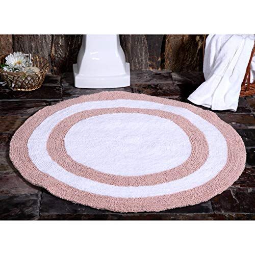  Saffron Fabs 100% Soft Cotton 36 Inch Round Reversible Two Tone Beige-Ivory 200 GSF Bath Rug
