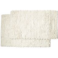 Bath Rug - Saffron Fabs Cotton and Microfiber handloom, 2 Piece Set, 34x21 and 36x24 Inches, Color White, GSF 210, Pattern Bubbles