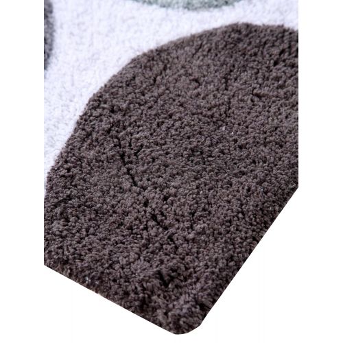  Saffron Fabs Bath Rug 100% Soft Cotton, Size 50x30 Inch, Latex Spray Non-Skid Backing, Multiple Gray Color Pebble Stone Pattern, Machine Washable