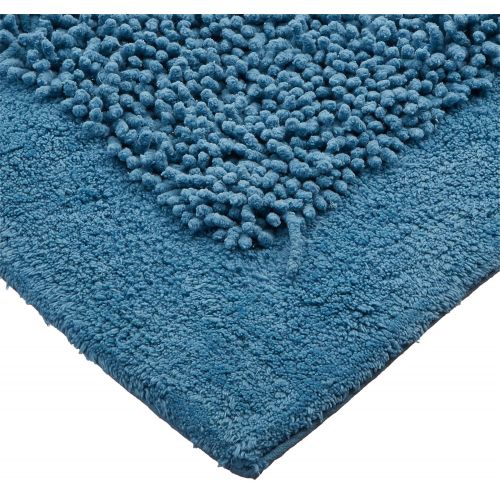  Bath Rug - Saffron Fabs Cotton and Chenille tufted, 34x21 Inches, Color Arctic Blue, GSF 200, Pattern Lima