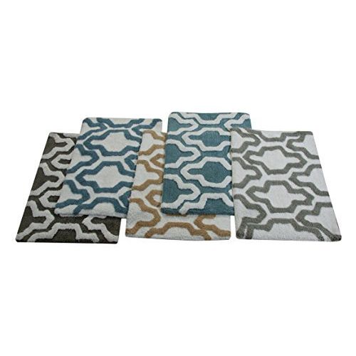  Saffron Fabs Bath Rug 100% Soft Cotton, 50 Inches x 30 Inches, Color Gray/White, GSF 180, Pattern Quatrefoil