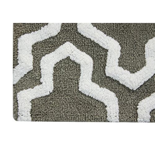  Saffron Fabs Bath Rug 100% Soft Cotton, 50 Inches x 30 Inches, Color Gray/White, GSF 180, Pattern Quatrefoil