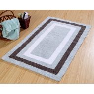 Saffron Fabs Bath Rug 100% Cotton, 50x30 Inch, Reversible - Different Pattern on Both Side, Gray, Race Track Pattern, Hand Tufted, Machine Washable