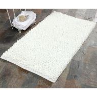 Bath Rug - Saffron Fabs Cotton and Microfiber handloom, 50x30 Inches, Color White, GSF 200, Pattern Bubbles