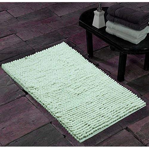  Bath Rug - Saffron Fabs Cotton and Microfiber handloom, 50x30 Inches, Color White, GSF 200, Pattern Bubbles